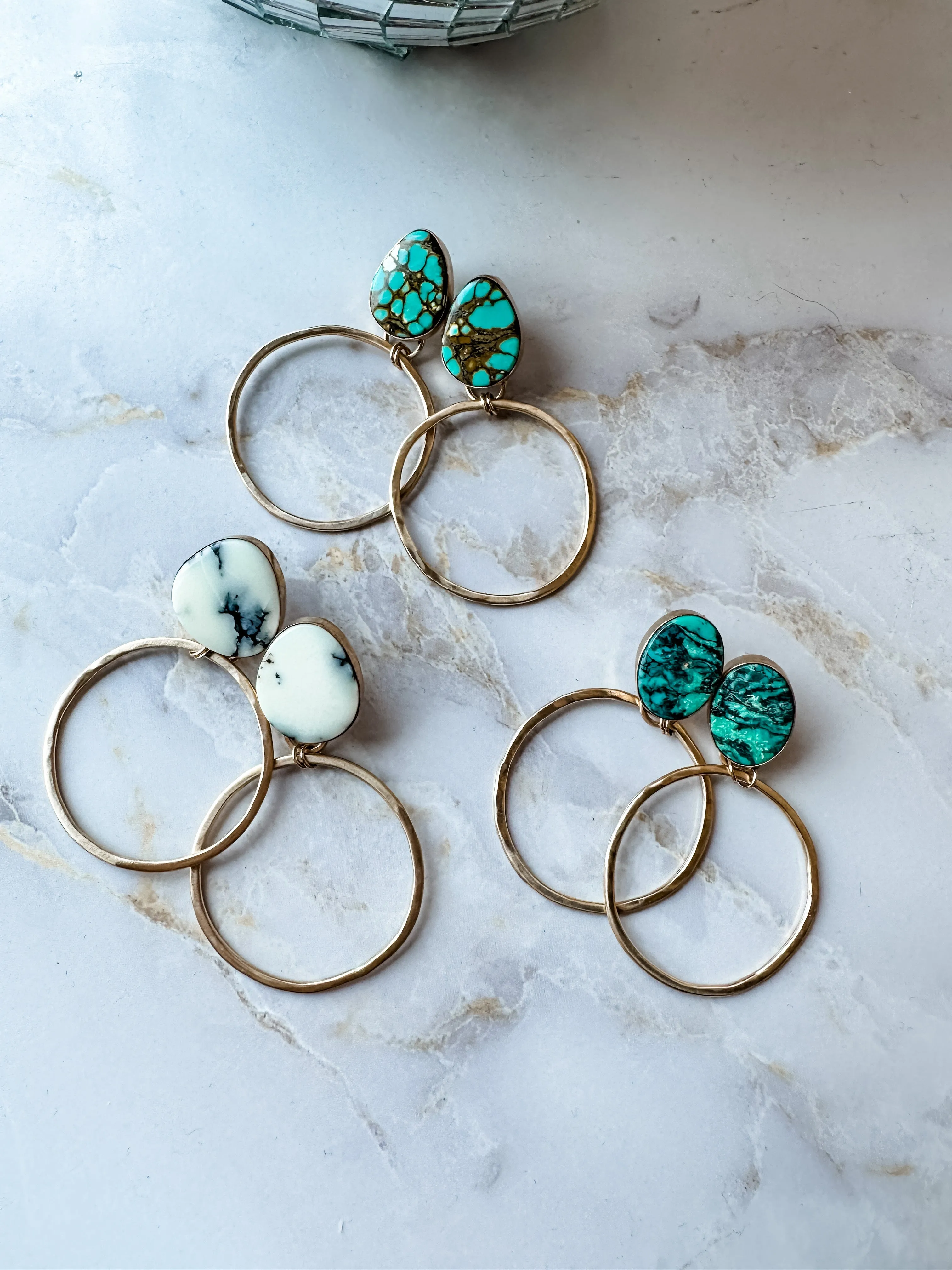 Teardrop Turquoise Gold Fill Hoops