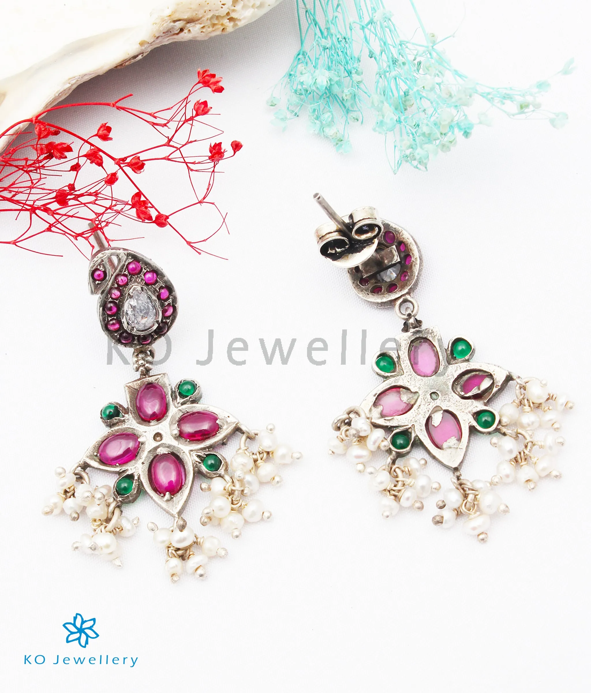 The Chaiti Silver Peacock Earrings