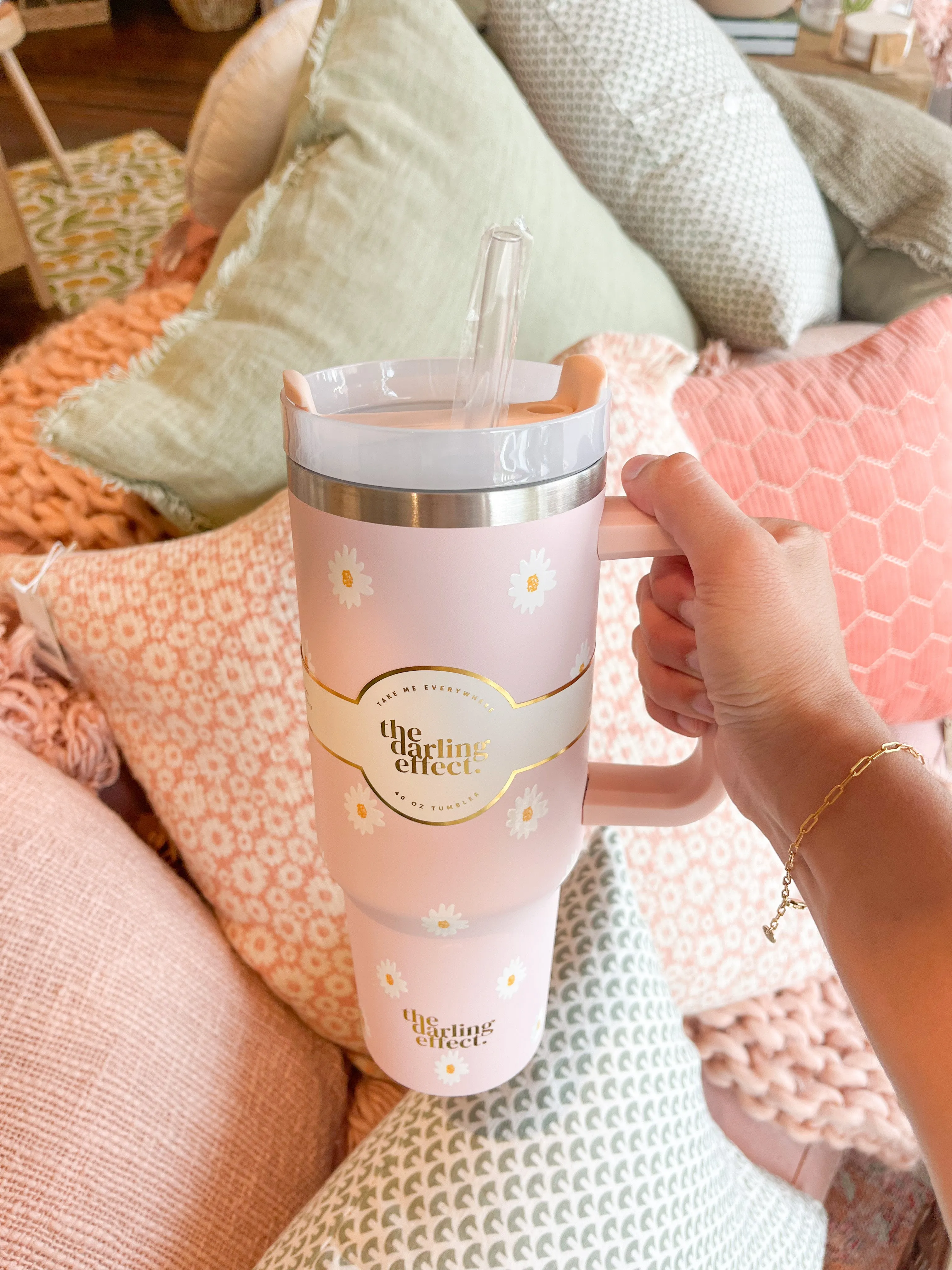The Darling Effect - Take Me Everywhere Tumbler - Dancing Daisy Pink
