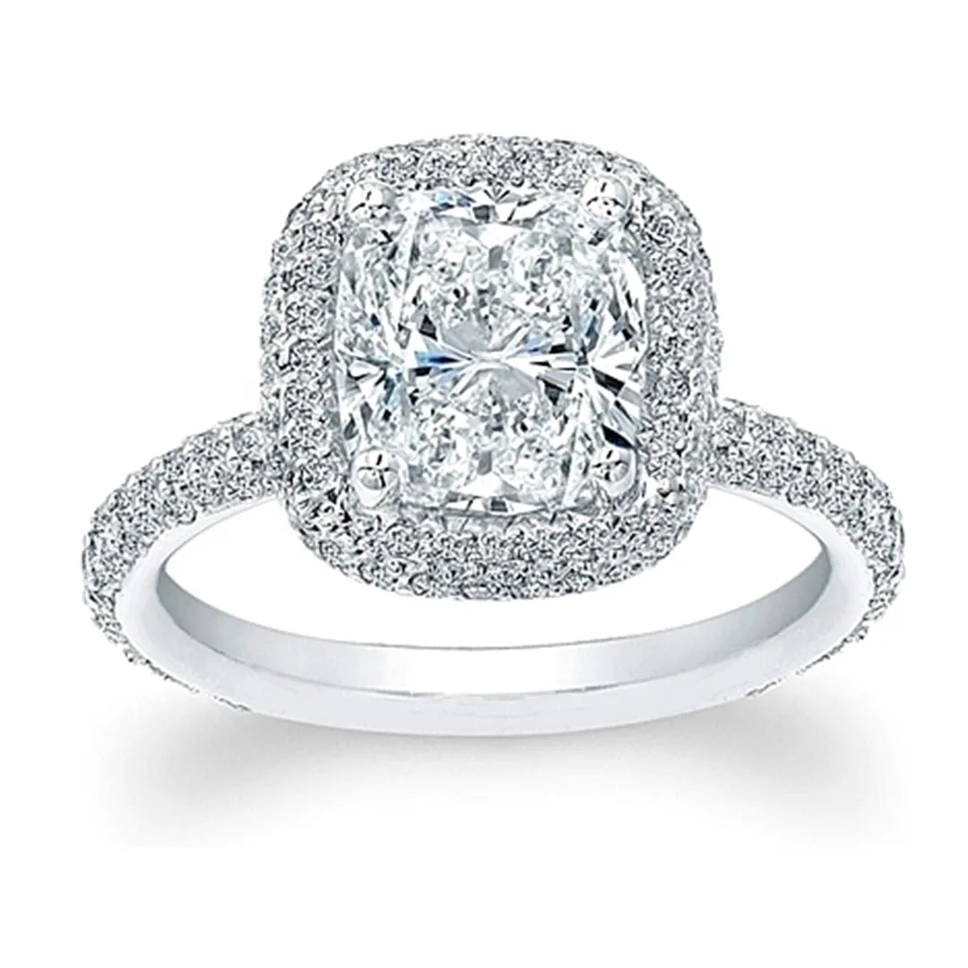 Thin Micro-pave Halo Diamond Engagement Ring