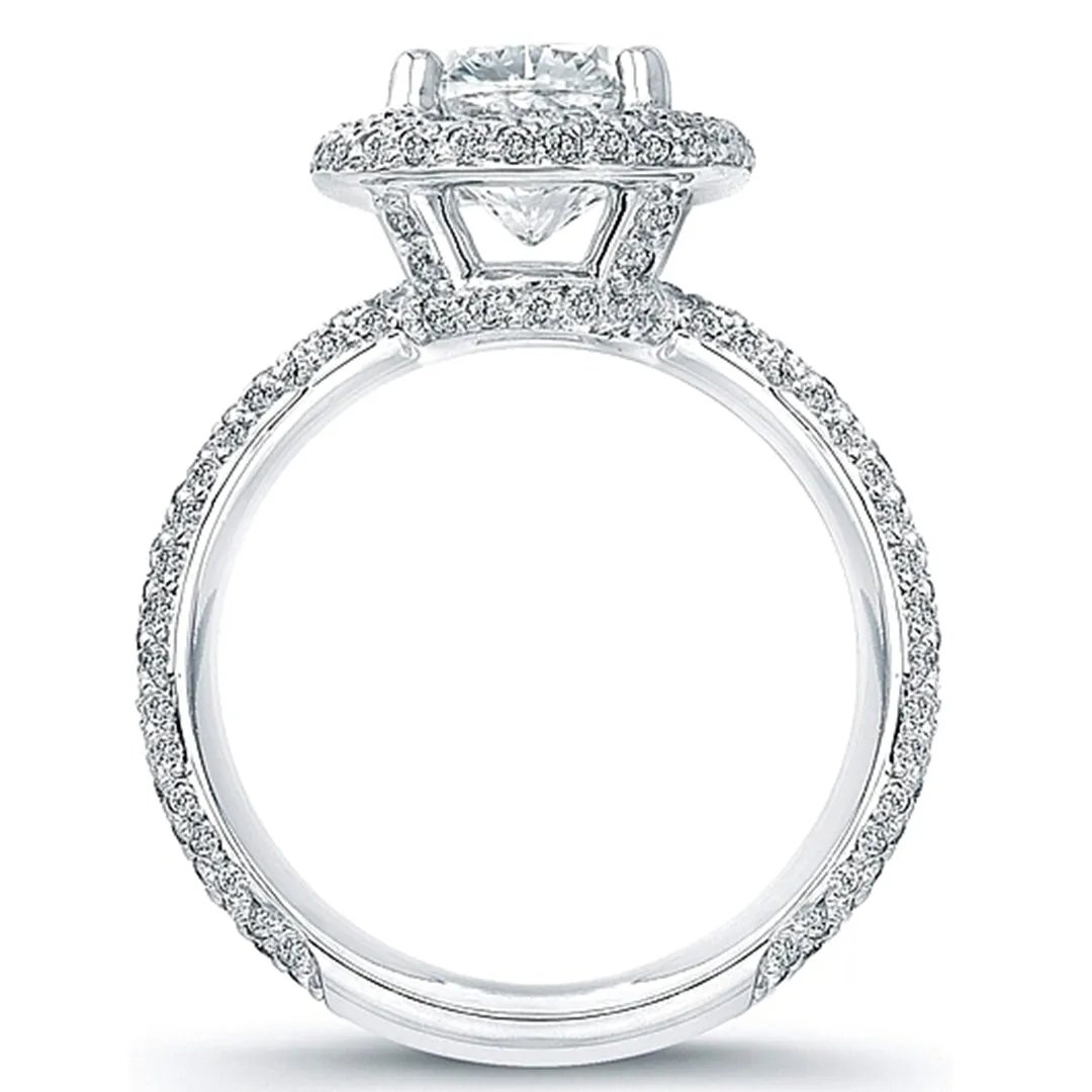 Thin Micro-pave Halo Diamond Engagement Ring