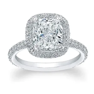 Thin Micro-pave Halo Diamond Engagement Ring