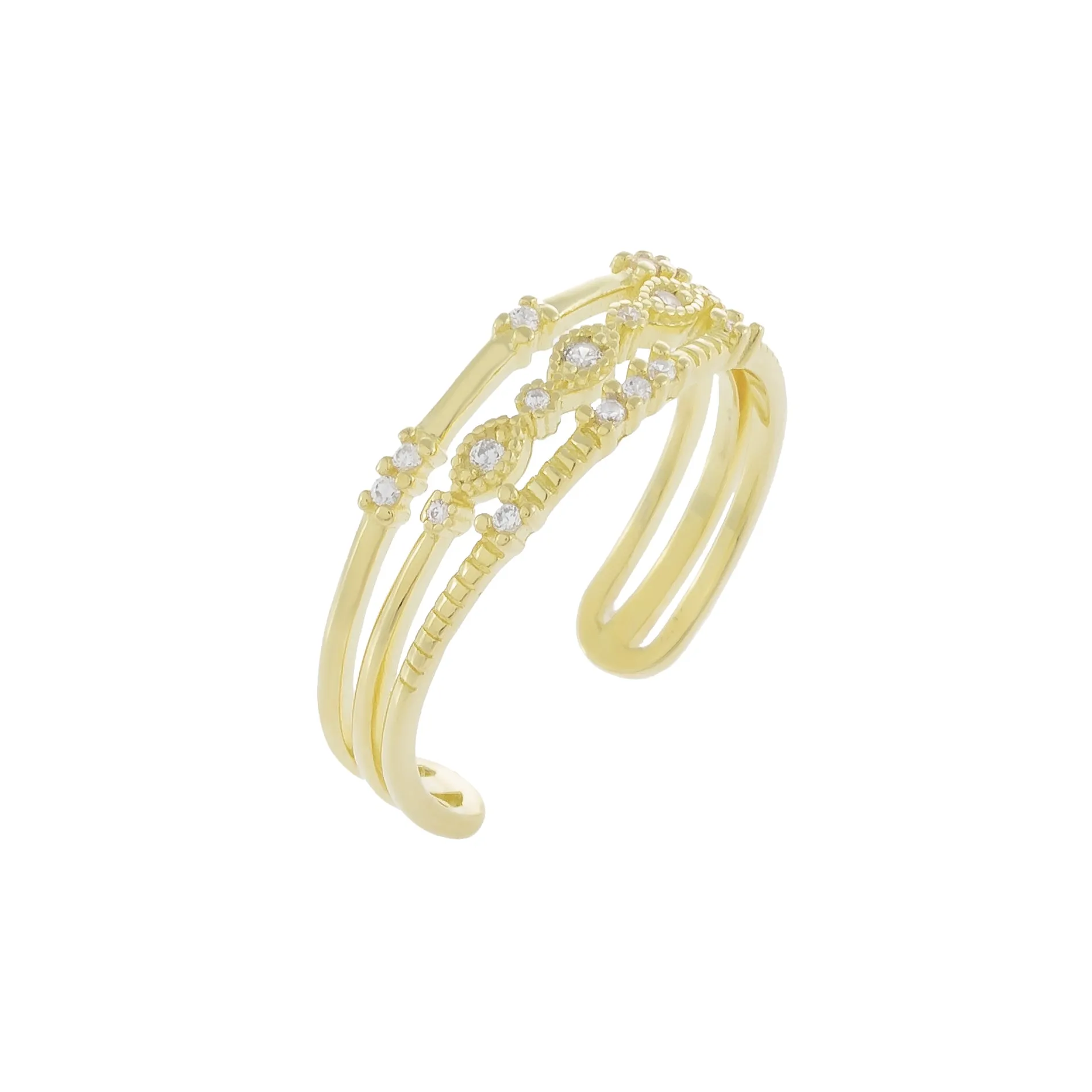 Three in One Dainty CZ Ring