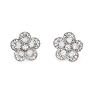 Tiffany & Co Enchant Flower Earrings Estate Platinum Fine Signed Jewelry Studs