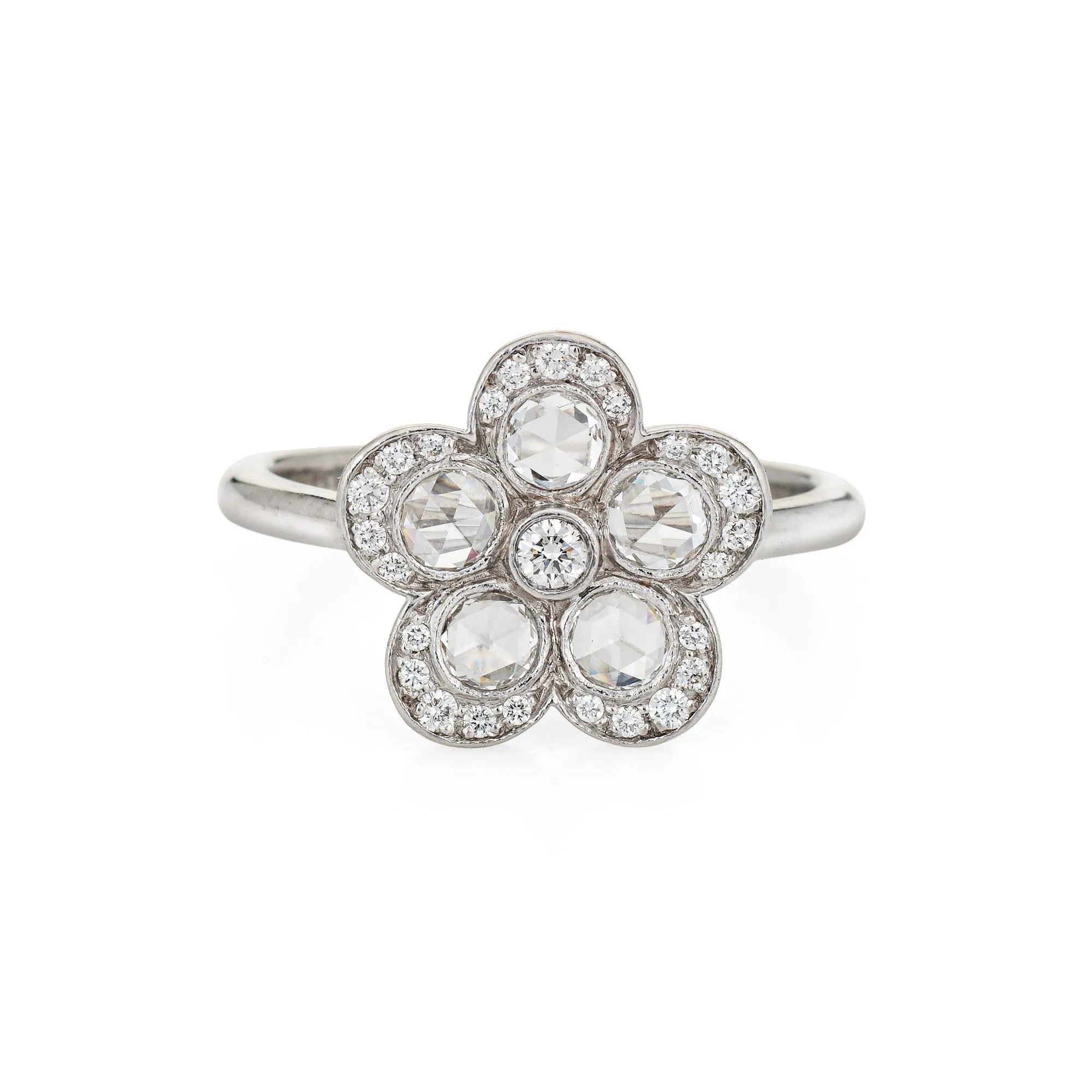Tiffany & Co Enchant Flower Ring Estate Platinum Sz 5.5 Fine Signed Jewelry