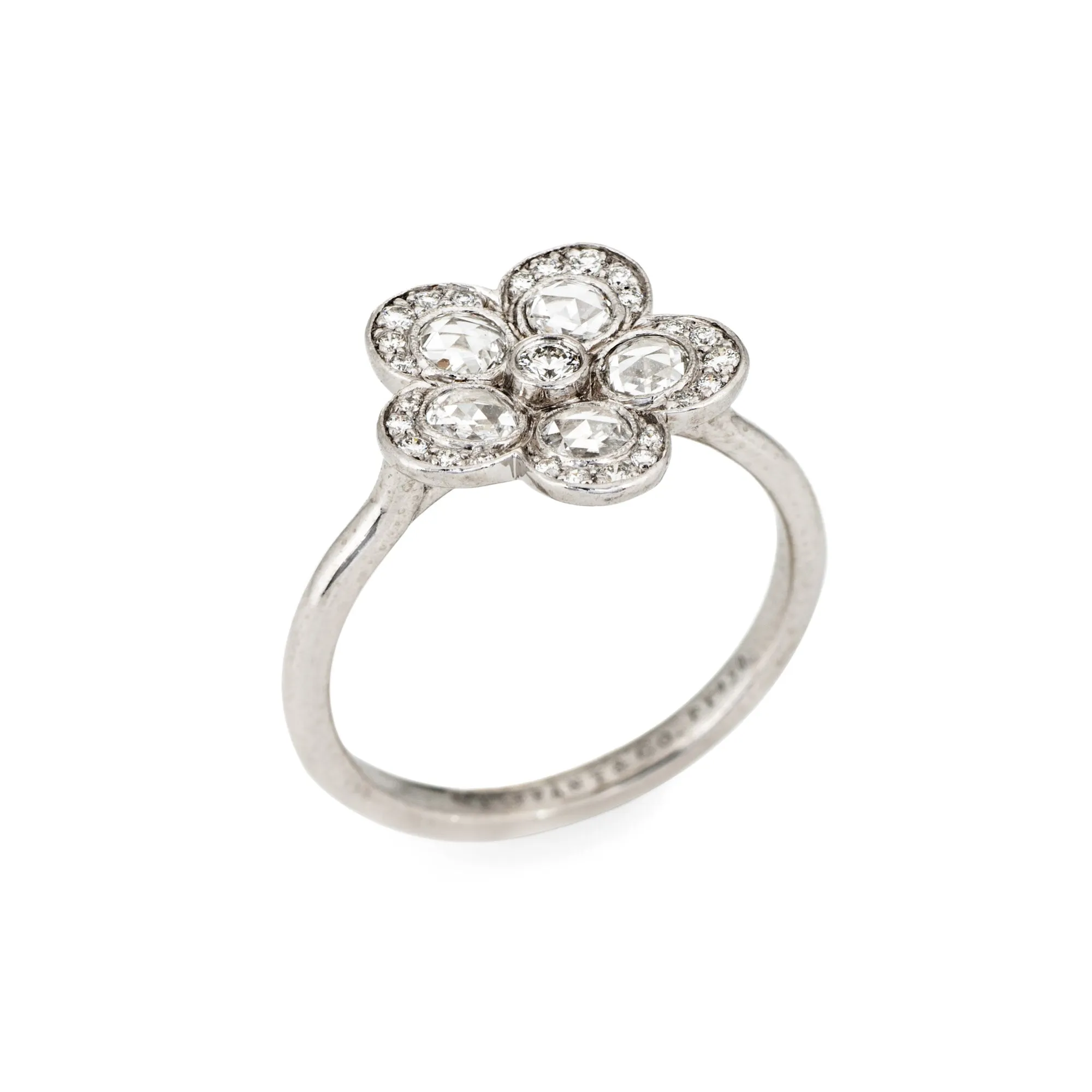 Tiffany & Co Enchant Flower Ring Estate Platinum Sz 5.5 Fine Signed Jewelry