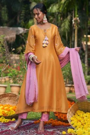 Tissue Embroidered Kurta Set