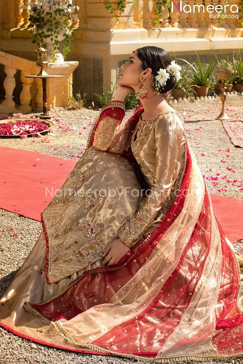 Tissue Fabric Lehenga with Metallic Gold Shirt #BS124