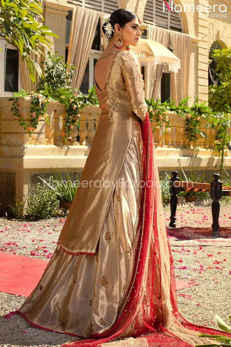 Tissue Fabric Lehenga with Metallic Gold Shirt #BS124
