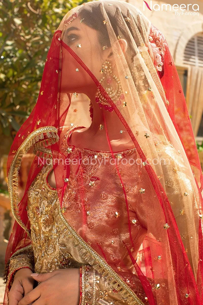 Tissue Fabric Lehenga with Metallic Gold Shirt #BS124