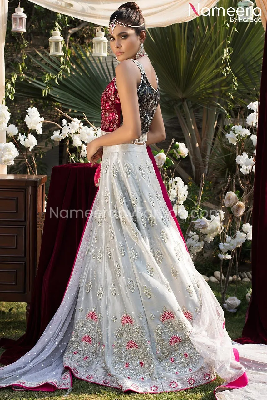 Tissue Lehenga with Velvet Choli Dress for Bride #BS179