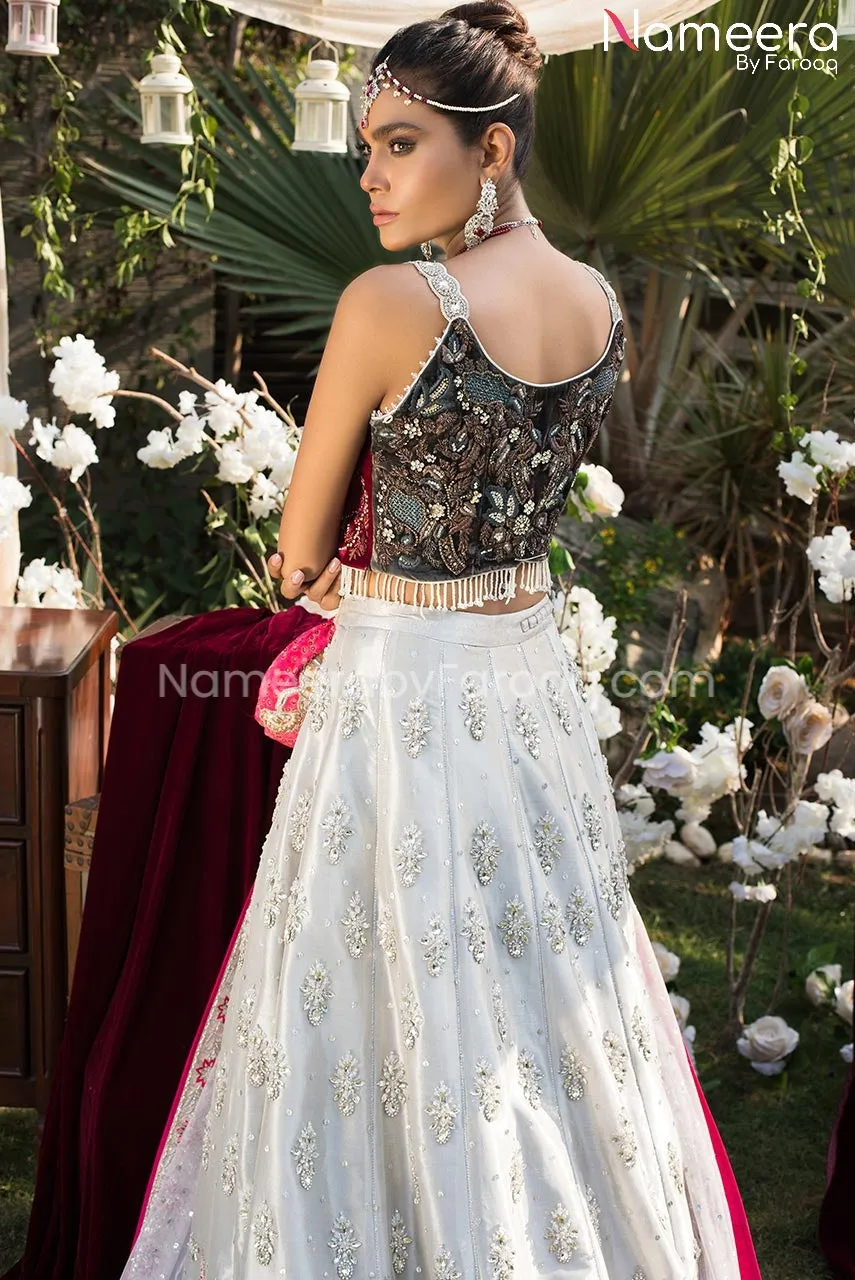 Tissue Lehenga with Velvet Choli Dress for Bride #BS179