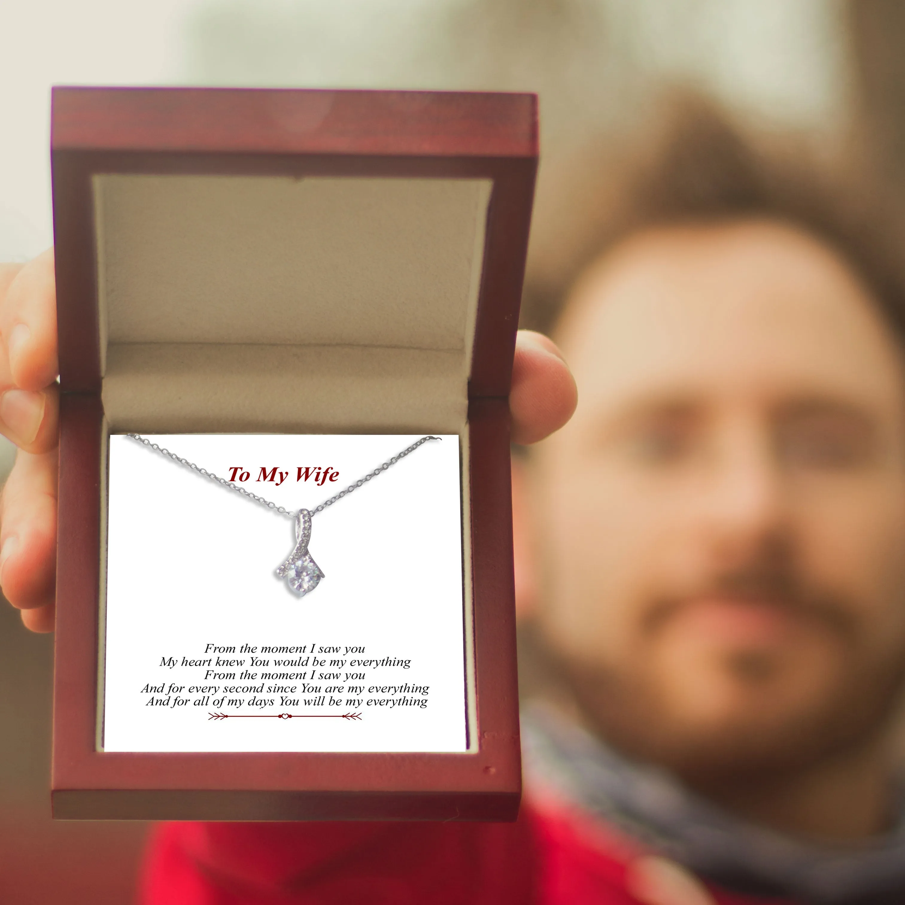 To My Wife Sparkling Necklace Gift with Message