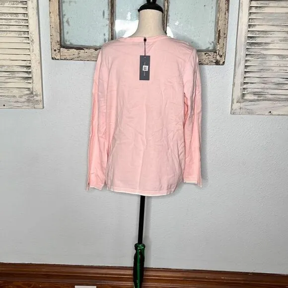 Tommy Hilfiger Womens Knitted Ivy Sweater Heart Patch V-Neck Pink Size 1X NWT