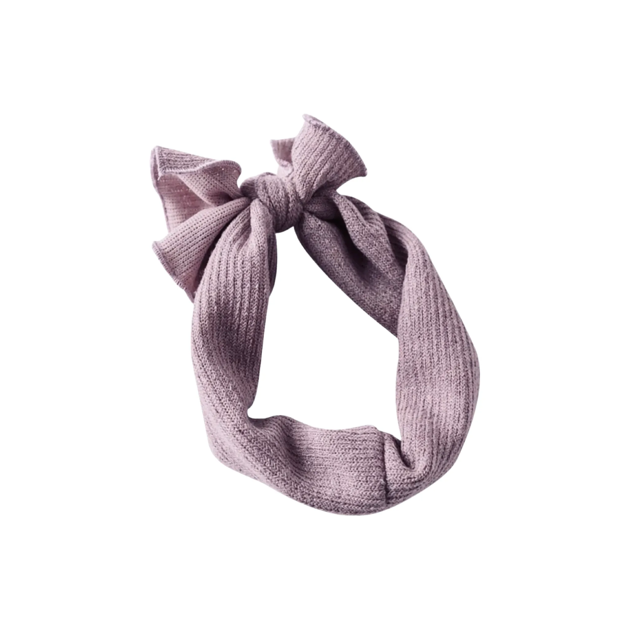Top knitted rib jersey cotton headband - mauve pink