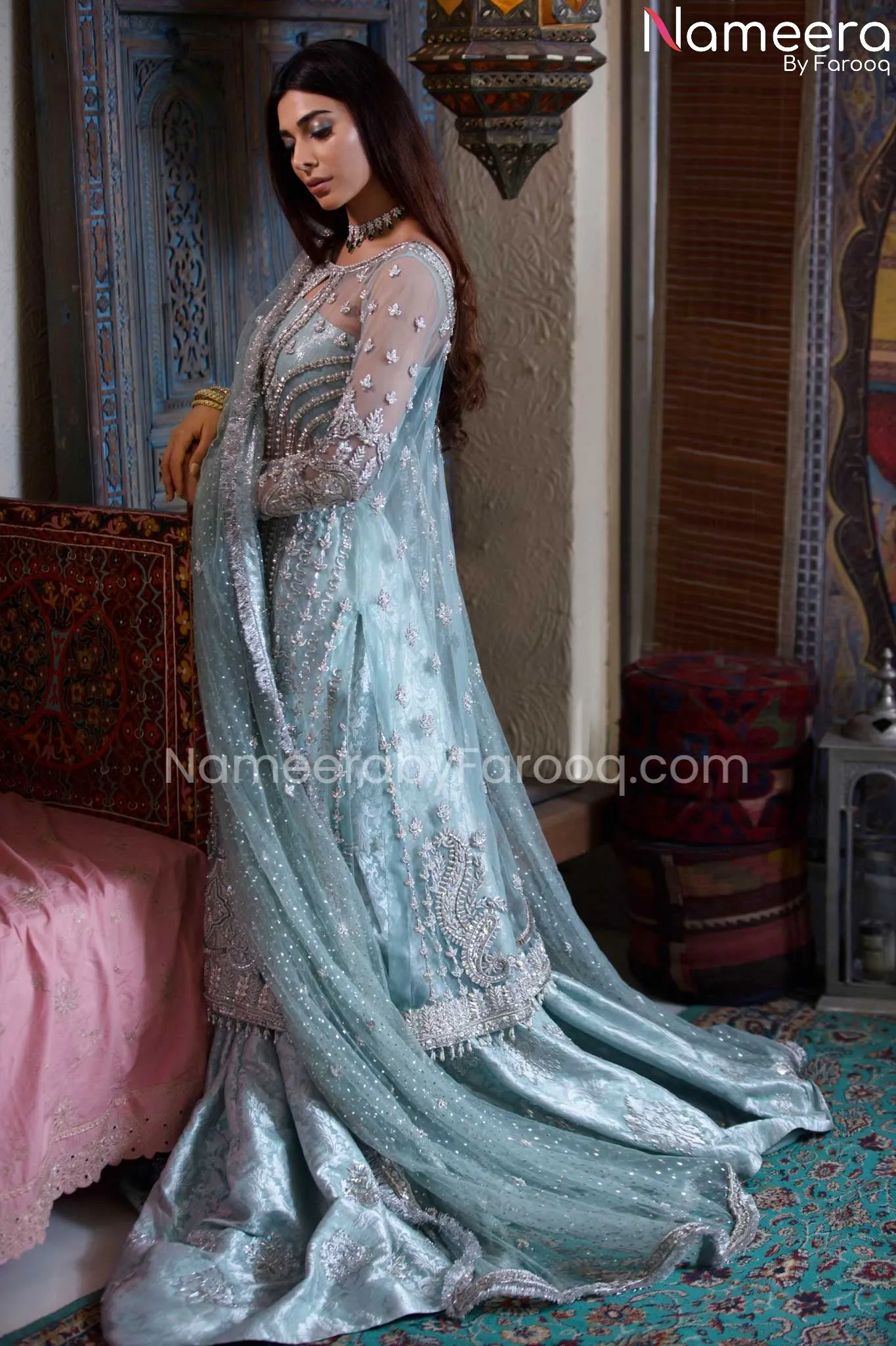 Traditional Sharara with Embellished Net Kameez #BS555