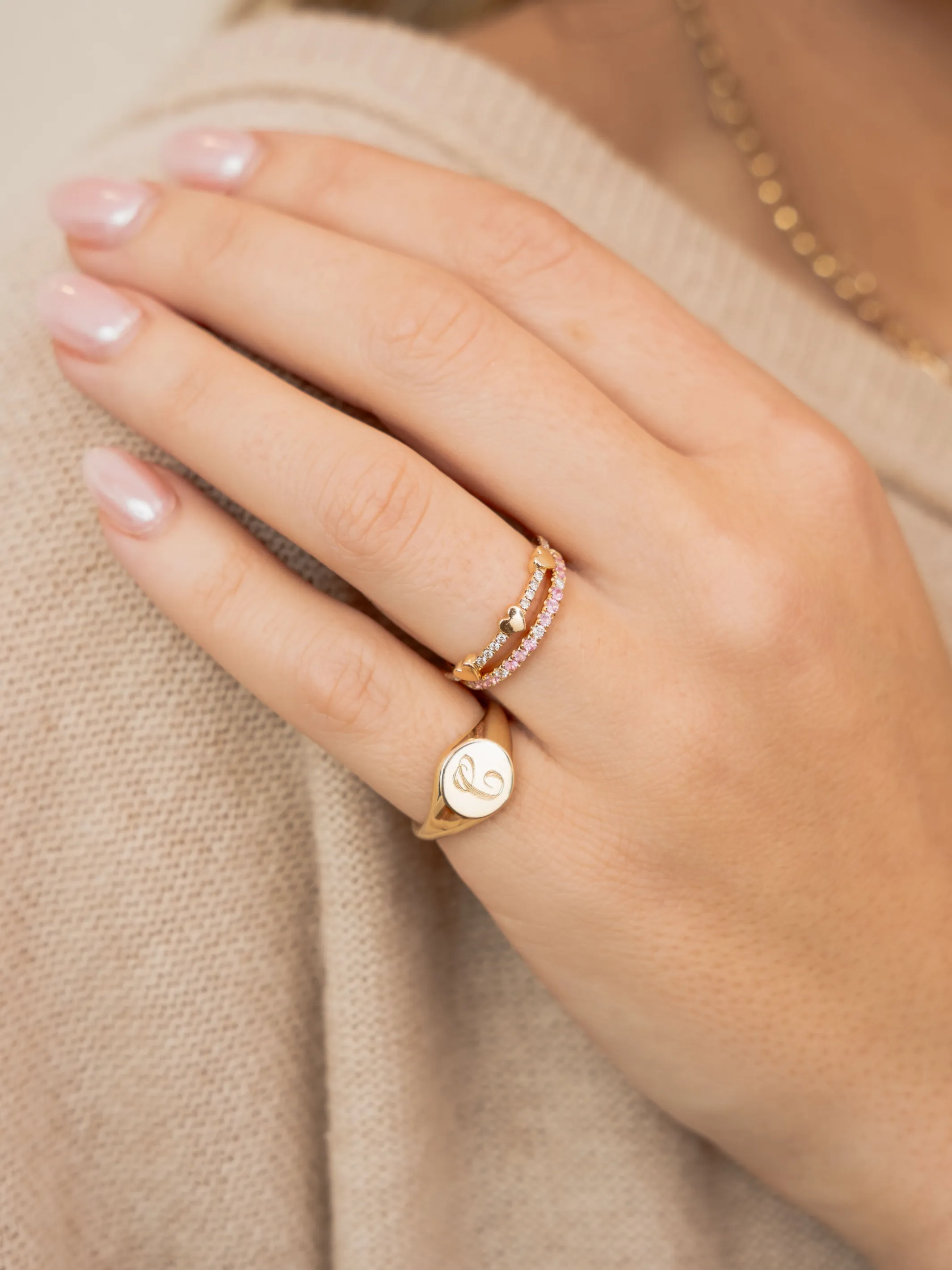 Tre Heart Diamond Ring 14K