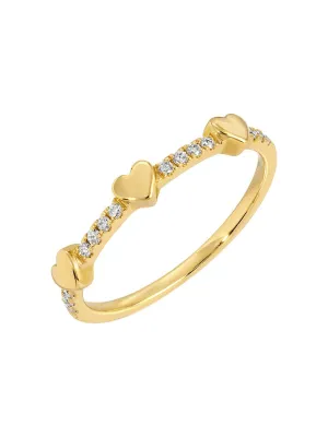 Tre Heart Diamond Ring 14K