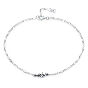 Tropical Charm Dolphins Anklet Ankle Bracelet Sterling Silver 9-10 Inch