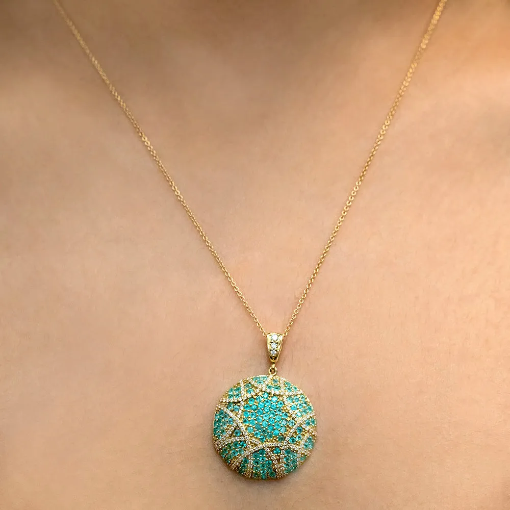 Truly Divine - 18K Yellow Gold Natural Paraiba Tourmaline Pendant