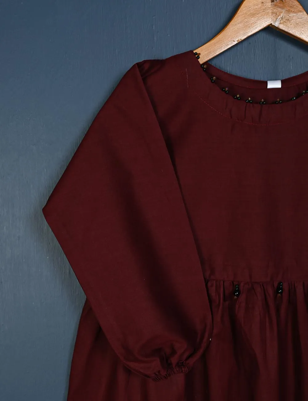 TS-125B-Maroon - Cotton Stitched Frock