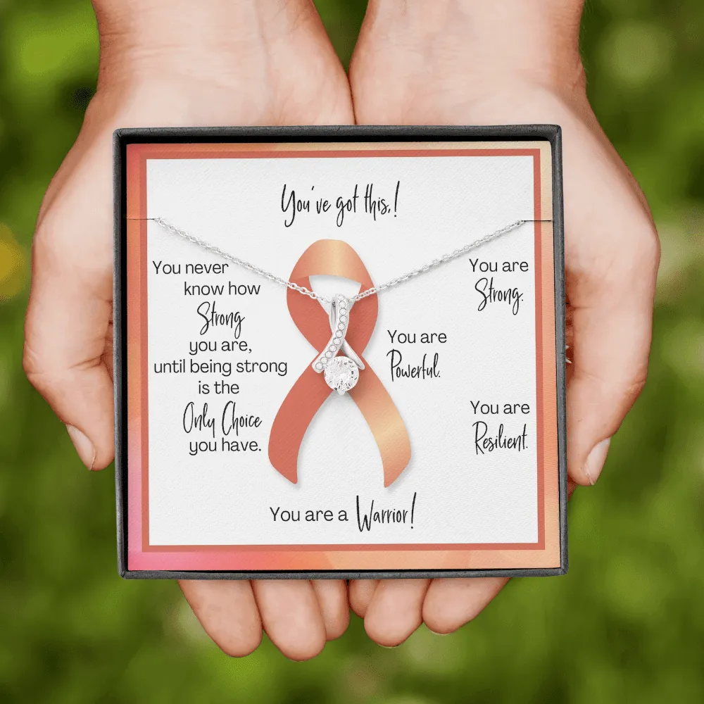 Uterine Cancer Warrior | Ribbon Necklace | Gift for Endometrial Cancer Support, Survivor, Fighter