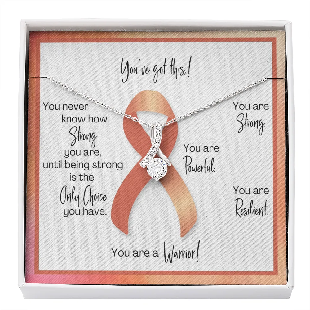 Uterine Cancer Warrior | Ribbon Necklace | Gift for Endometrial Cancer Support, Survivor, Fighter