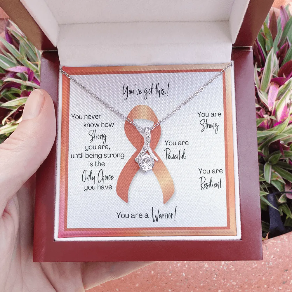 Uterine Cancer Warrior | Ribbon Necklace | Gift for Endometrial Cancer Support, Survivor, Fighter