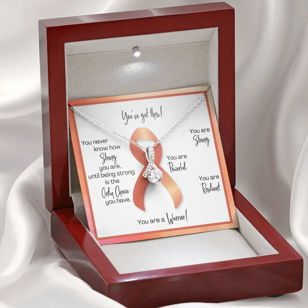 Uterine Cancer Warrior | Ribbon Necklace | Gift for Endometrial Cancer Support, Survivor, Fighter