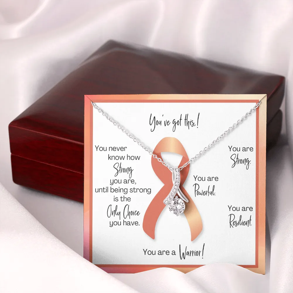 Uterine Cancer Warrior | Ribbon Necklace | Gift for Endometrial Cancer Support, Survivor, Fighter