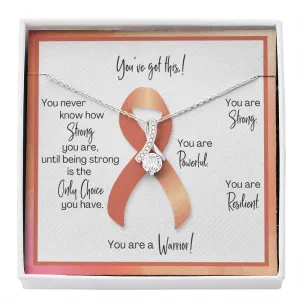 Uterine Cancer Warrior | Ribbon Necklace | Gift for Endometrial Cancer Support, Survivor, Fighter