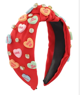 Valentines Heart & Rhinestone Headband