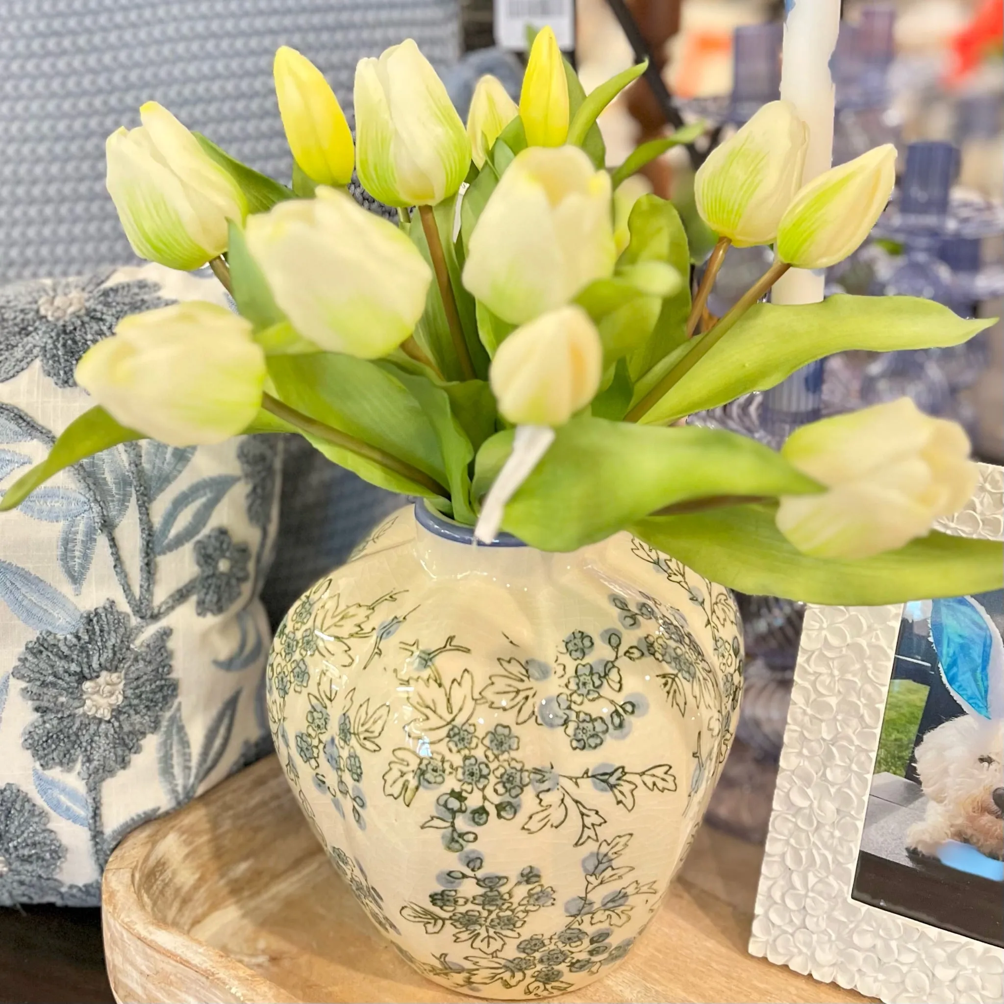 Vase w/Blue Floral Design