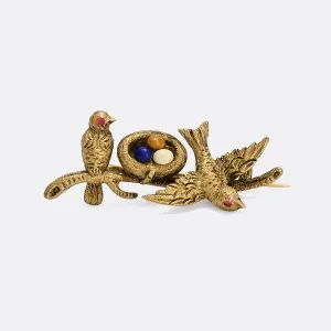 Victorian Birds and Nest Brooch