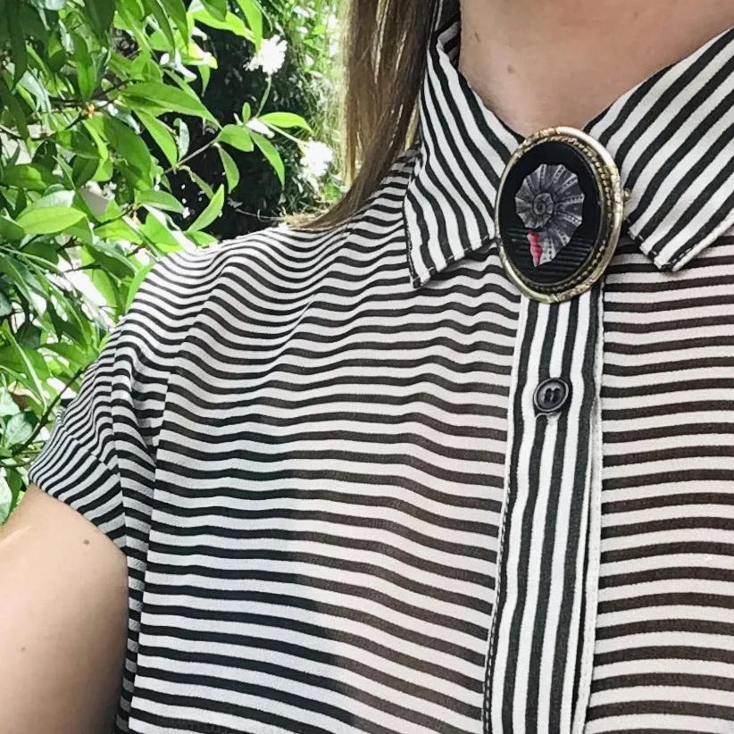 Victorian Seashell Locket Brooch
