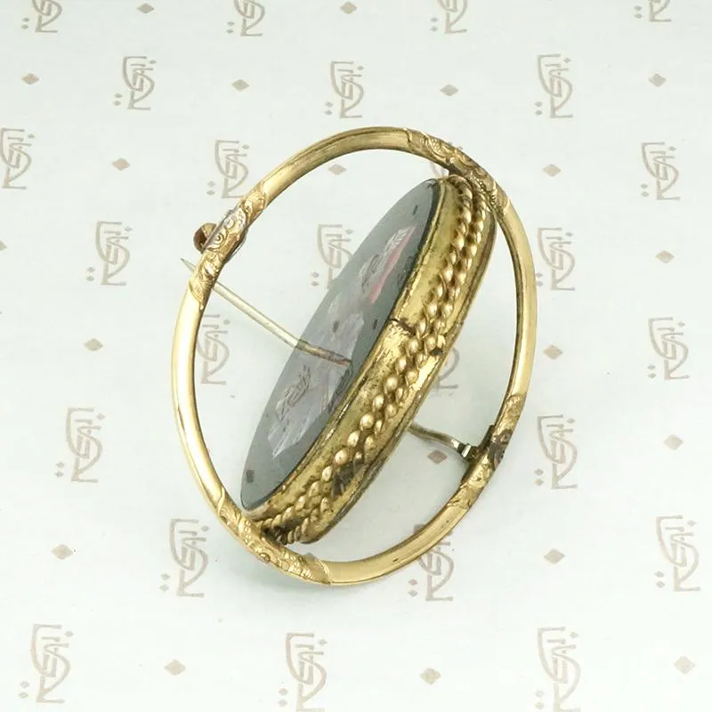 Victorian Seashell Locket Brooch