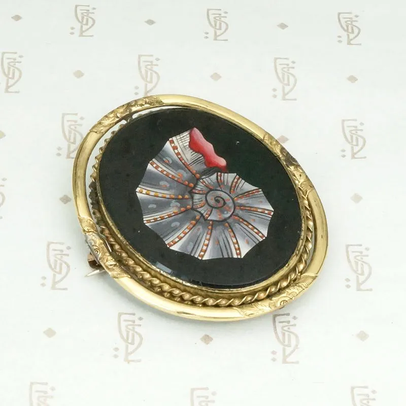 Victorian Seashell Locket Brooch