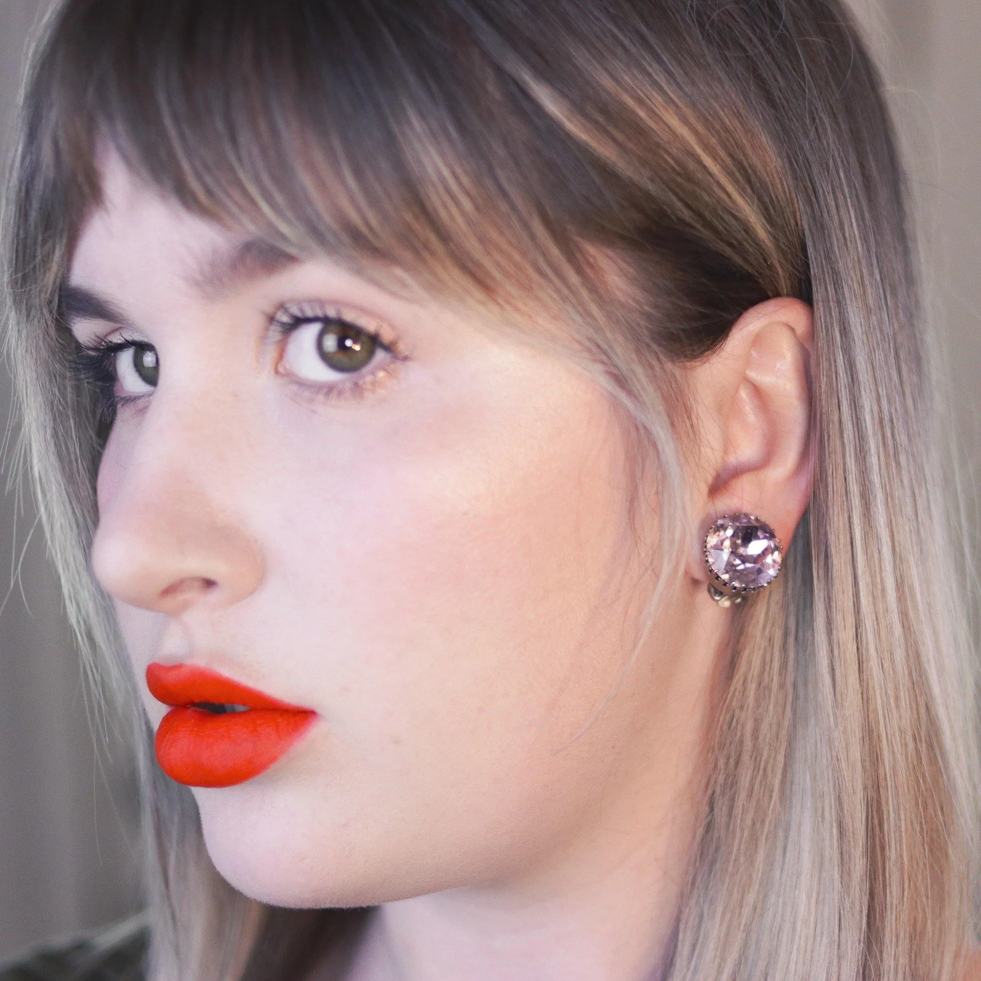 Vintage Austria Alexandrite Headlight Crystal Earrings