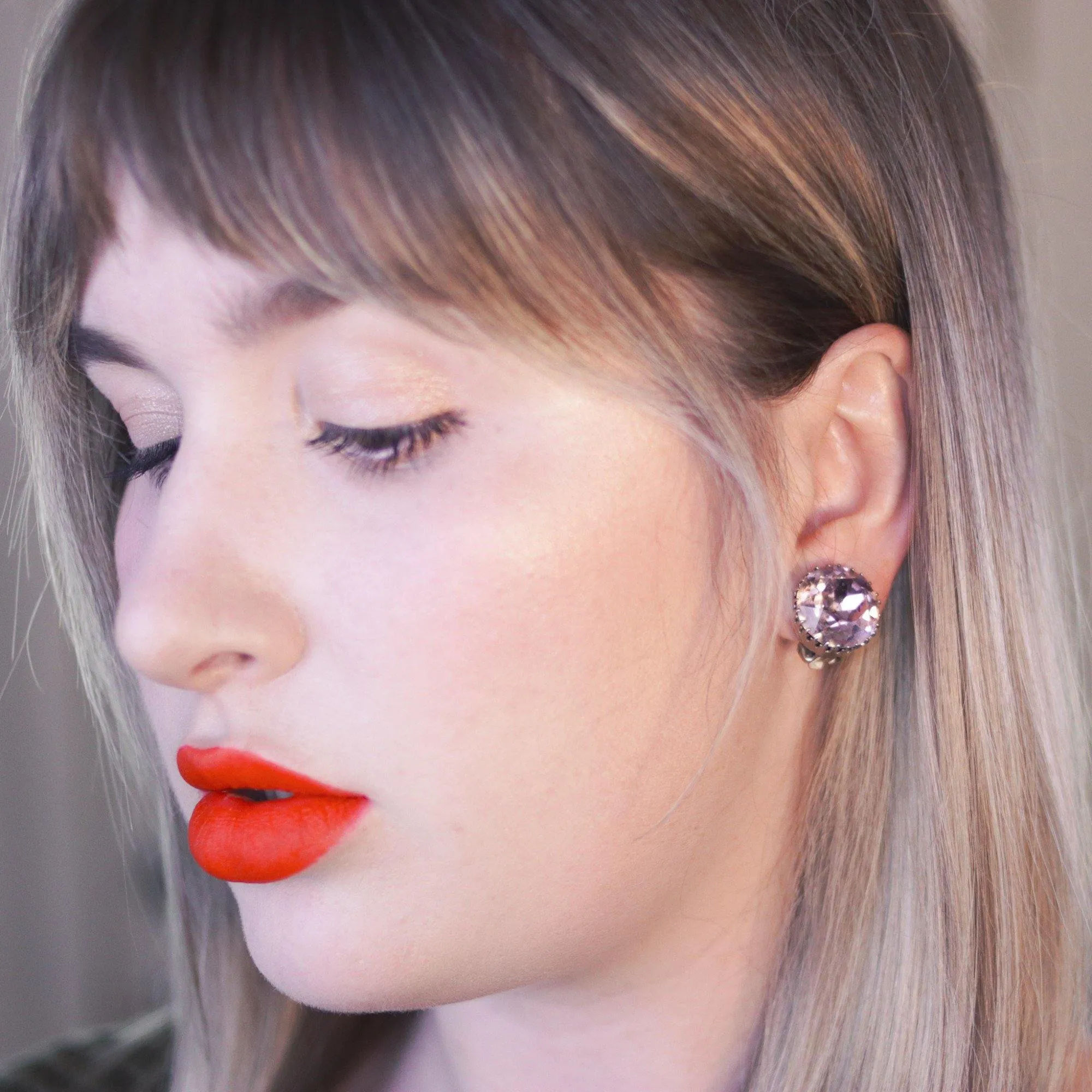 Vintage Austria Alexandrite Headlight Crystal Earrings
