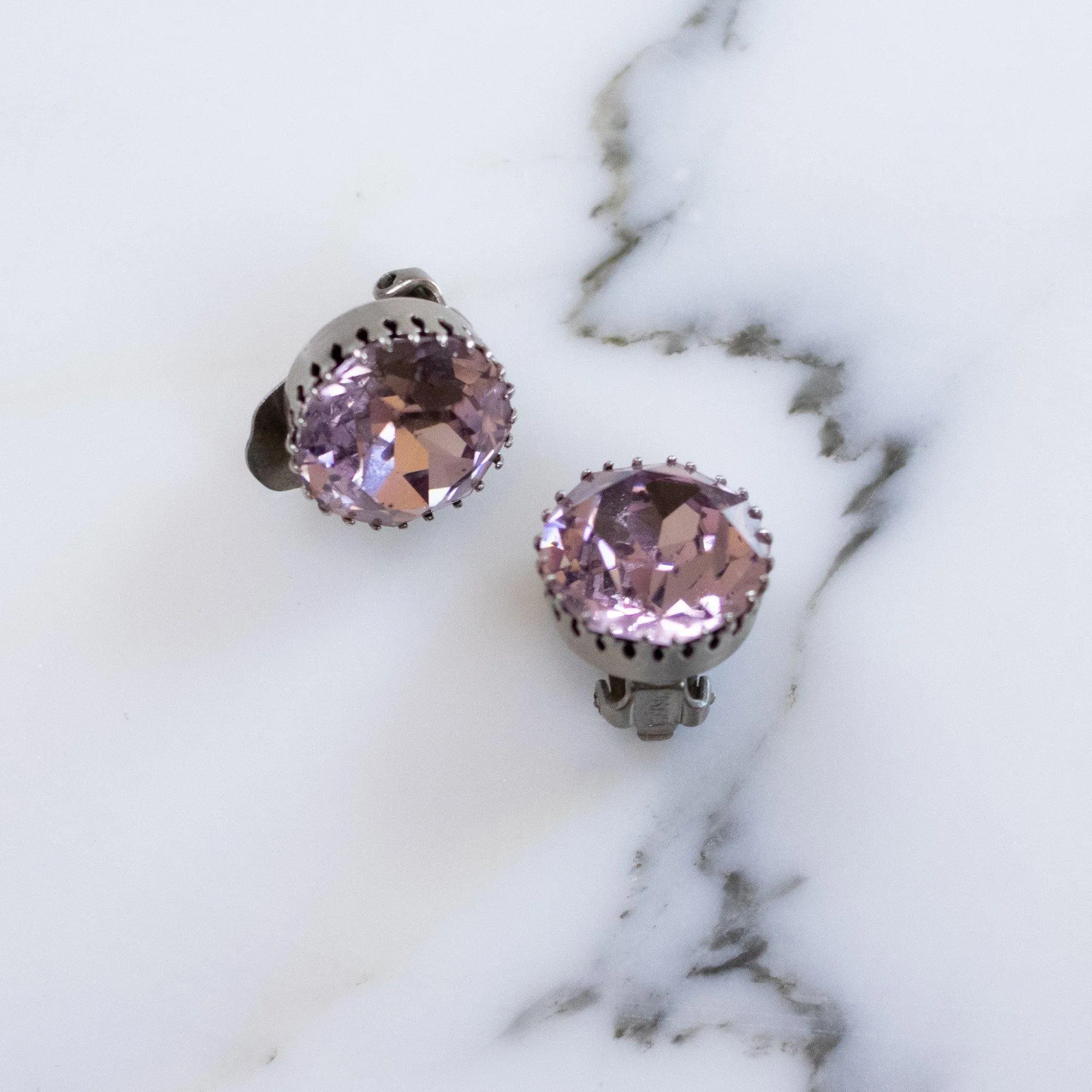 Vintage Austria Alexandrite Headlight Crystal Earrings