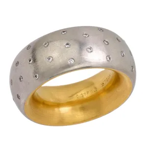 Vintage diamond platinum and 18k yellow gold band