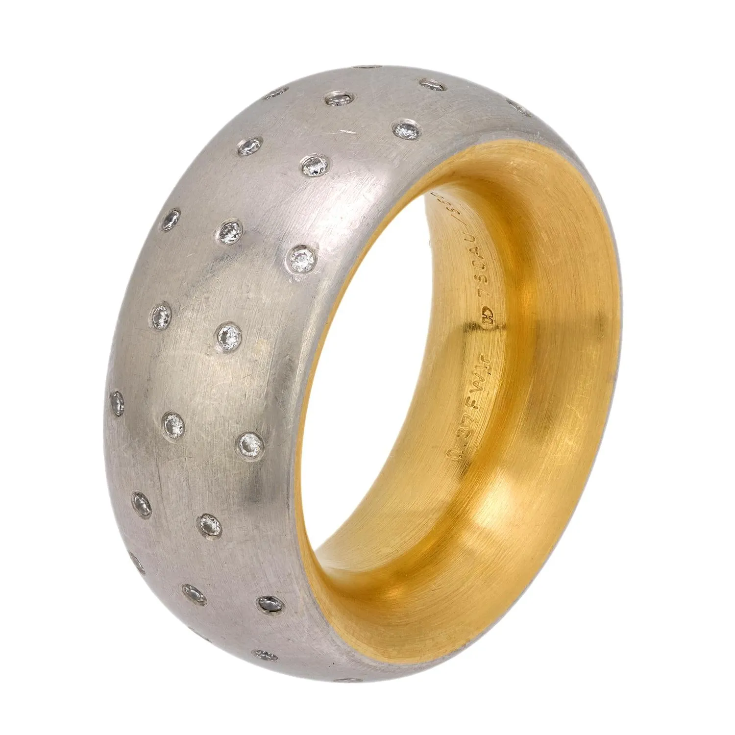 Vintage diamond platinum and 18k yellow gold band