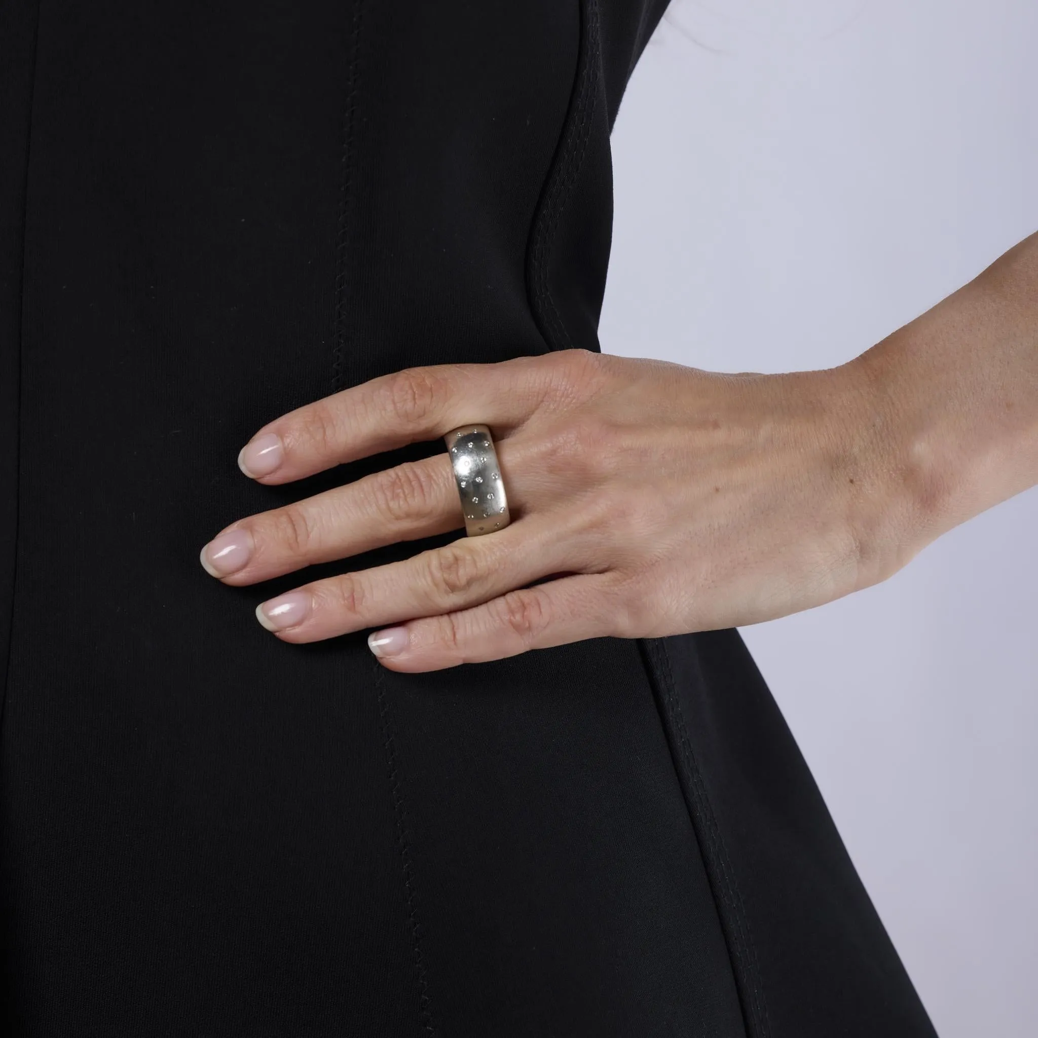 Vintage diamond platinum and 18k yellow gold band