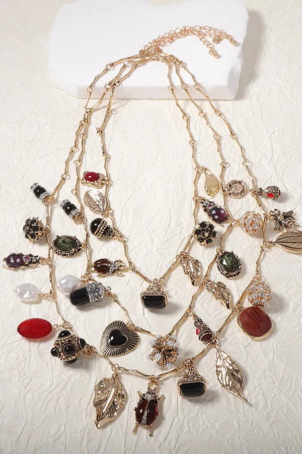 Vintage Multi-layered Odd-shaped Pendant Necklace