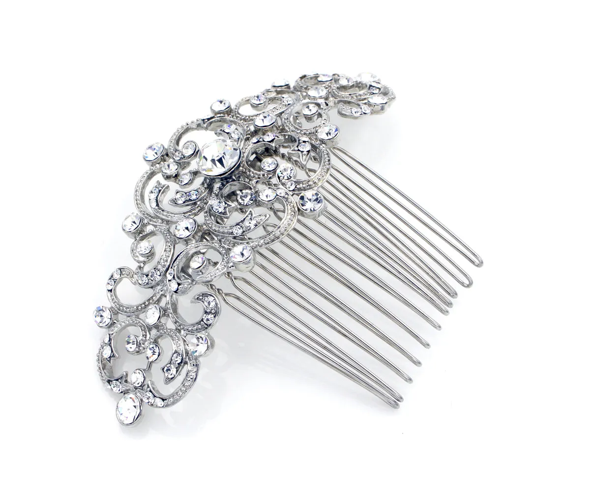 Vintage Swirl Rhinestone Comb Headpiece