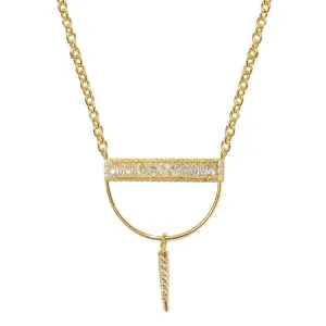 Vita Gold Pendant Necklace with Crystal Bar and Drop Charm