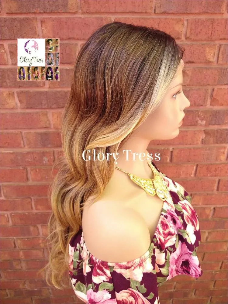 Wavy Lace Front Wig, Money Piece Highlights, Blonde Wig, Blonde Wig, Glory Tress, Wigs, Wig, Heat Safe, On Sale // Lily