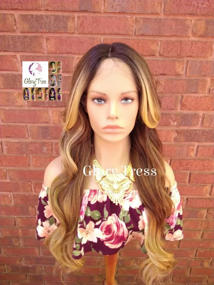 Wavy Lace Front Wig, Money Piece Highlights, Blonde Wig, Blonde Wig, Glory Tress, Wigs, Wig, Heat Safe, On Sale // Lily