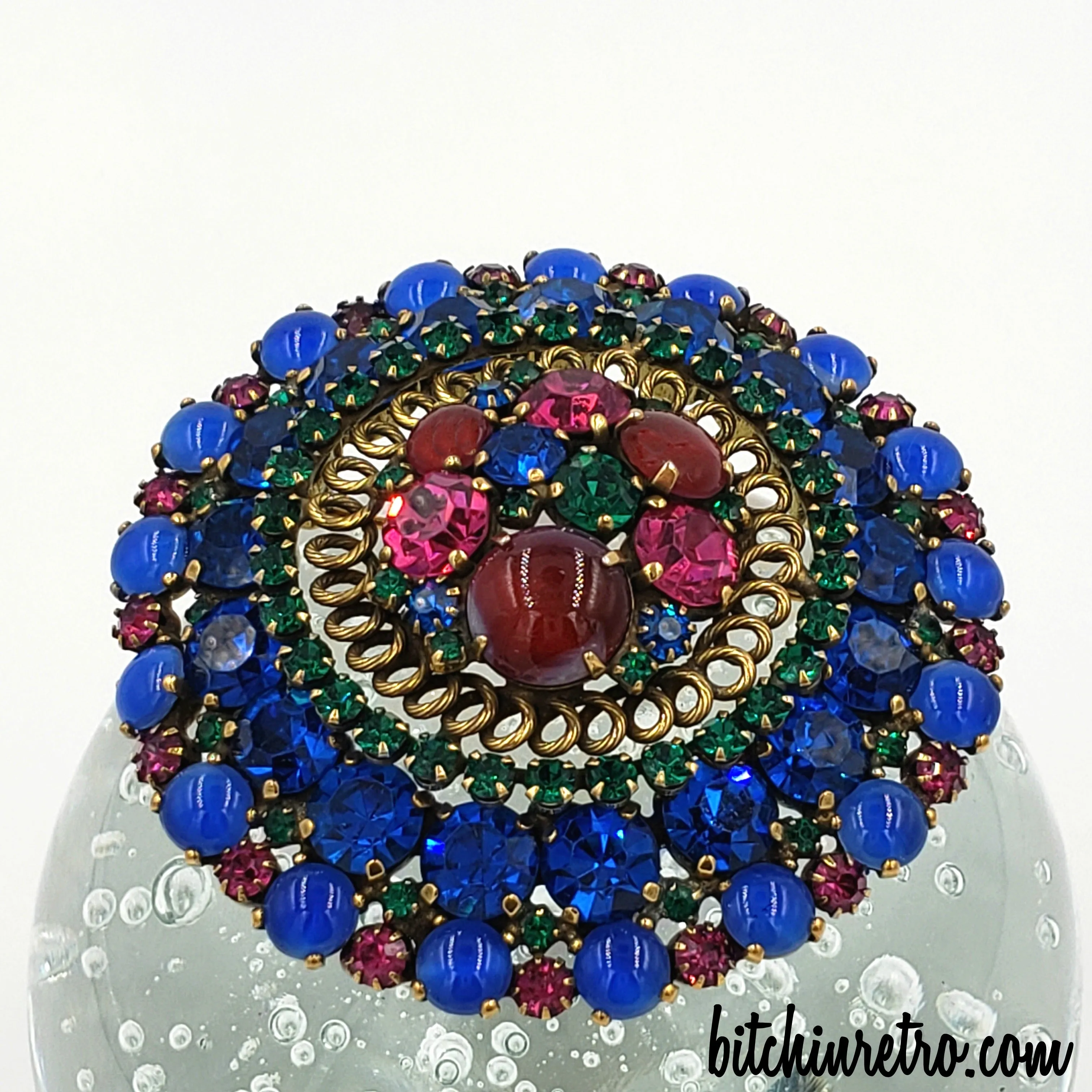Weiss Vintage Rhinestone Brooch in Vibrant Jewel Tones