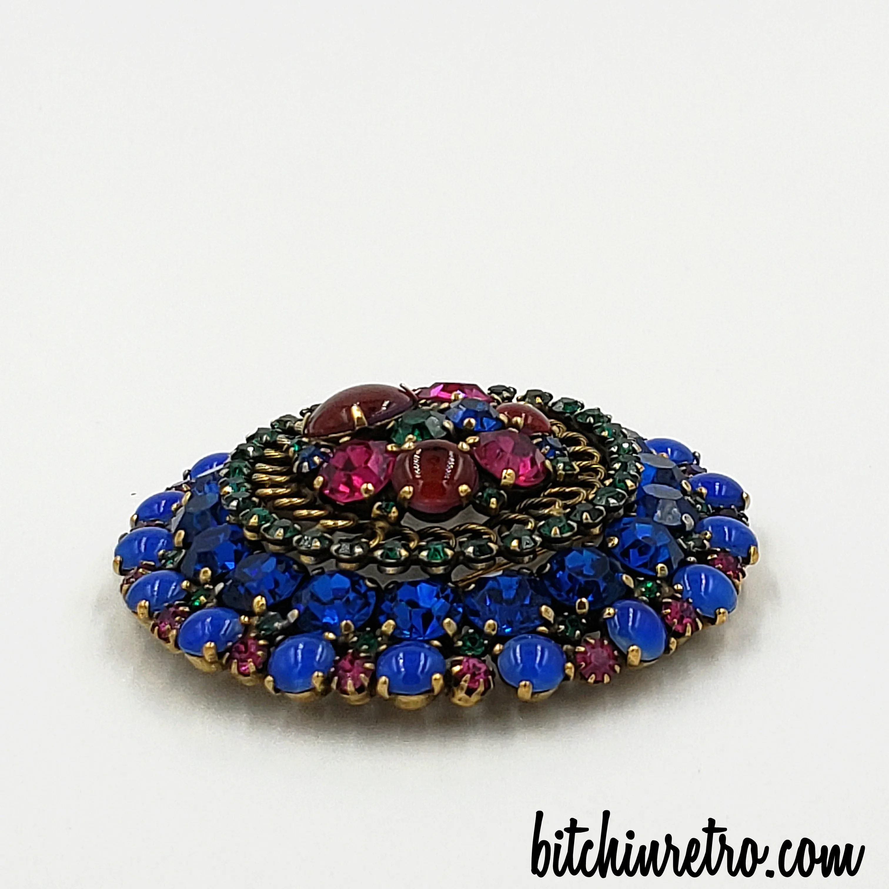 Weiss Vintage Rhinestone Brooch in Vibrant Jewel Tones